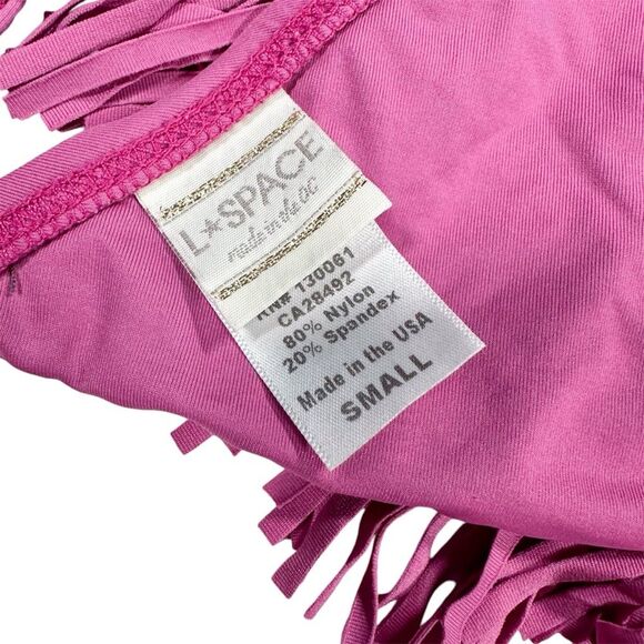 L*Space Size Small Audrey Fringe Halter Bikini Top Swimwear - Picture 5 of 7